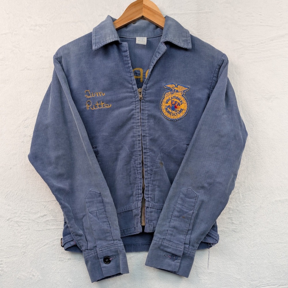 VTG National FFA Jacket Men's 34 Blue Florida DeSoto Corduroy Chain Stitch 60s